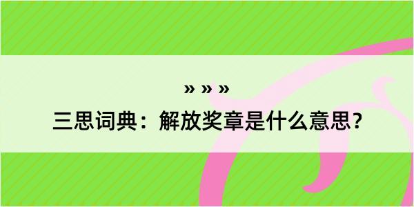 三思词典：解放奖章是什么意思？