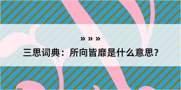 三思词典：所向皆靡是什么意思？