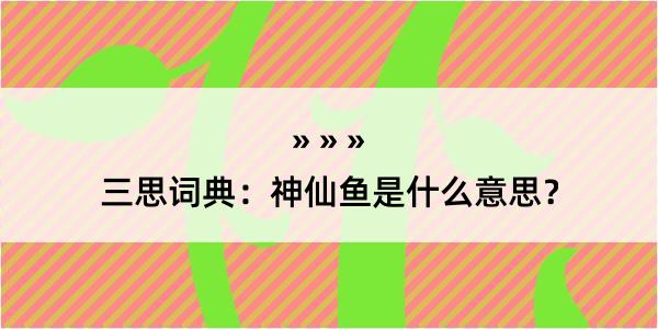 三思词典：神仙鱼是什么意思？