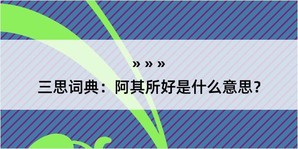 三思词典：阿其所好是什么意思？