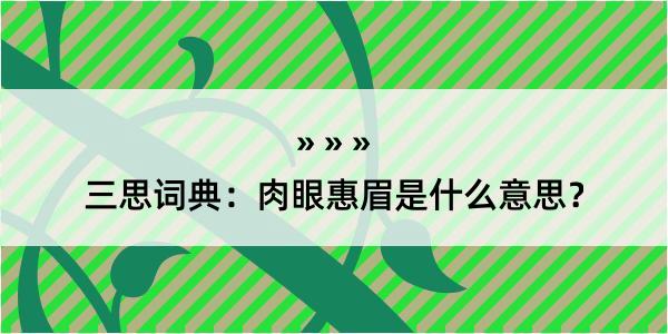 三思词典：肉眼惠眉是什么意思？