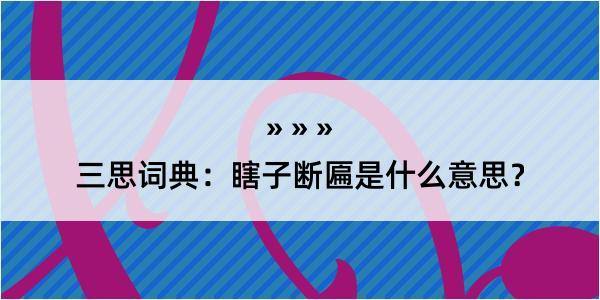 三思词典：瞎子断匾是什么意思？