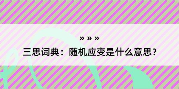 三思词典：随机应变是什么意思？