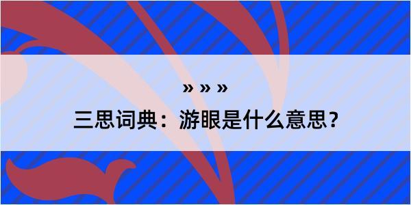 三思词典：游眼是什么意思？