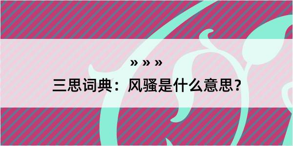 三思词典：风骚是什么意思？