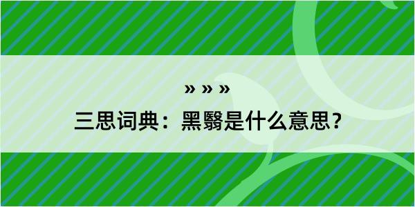 三思词典：黑翳是什么意思？