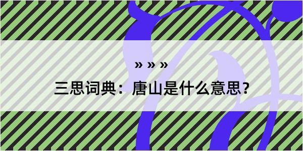 三思词典：唐山是什么意思？