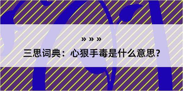 三思词典：心狠手毒是什么意思？