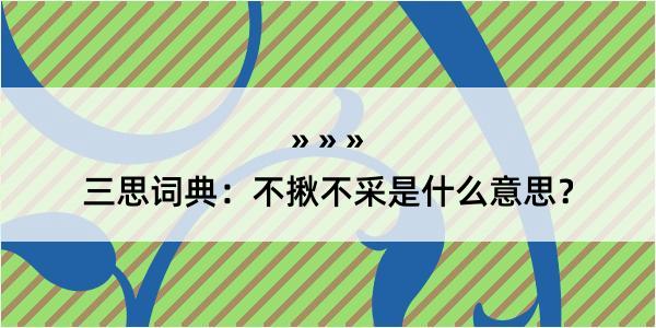 三思词典：不揪不采是什么意思？