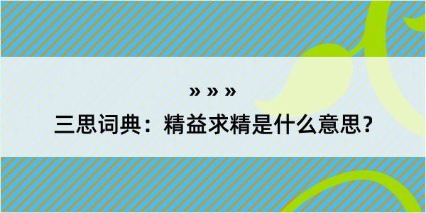 三思词典：精益求精是什么意思？