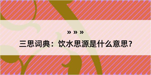 三思词典：饮水思源是什么意思？