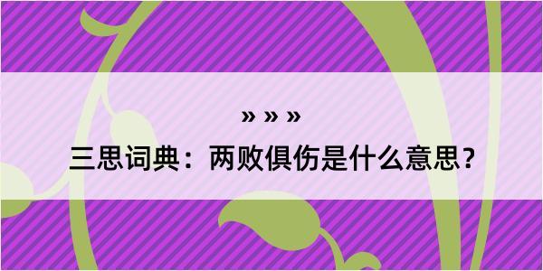 三思词典：两败俱伤是什么意思？