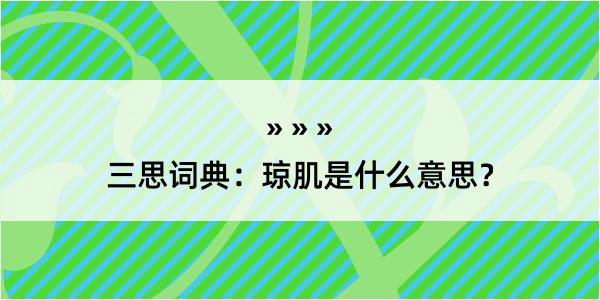 三思词典：琼肌是什么意思？