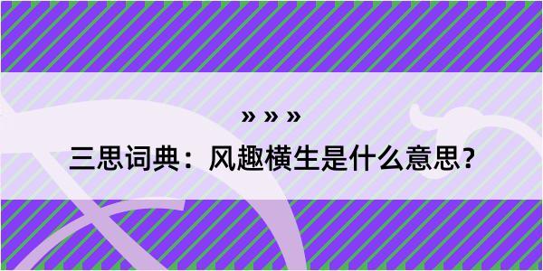 三思词典：风趣横生是什么意思？