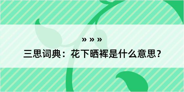 三思词典：花下晒裈是什么意思？