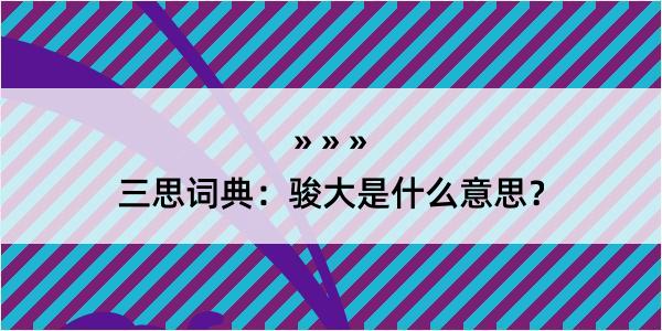 三思词典：骏大是什么意思？