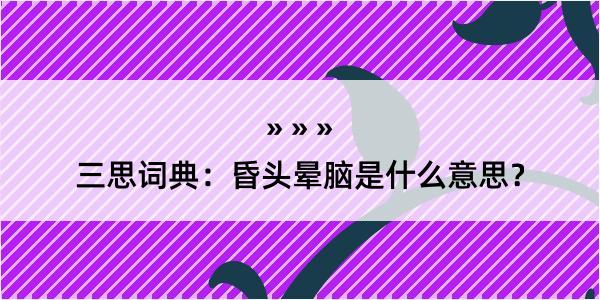 三思词典：昏头晕脑是什么意思？