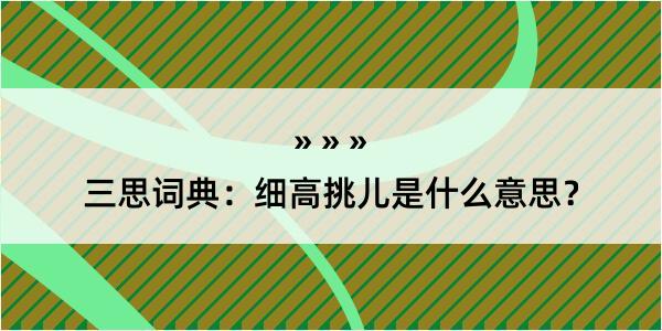 三思词典：细高挑儿是什么意思？