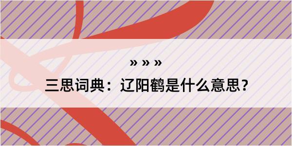 三思词典：辽阳鹤是什么意思？