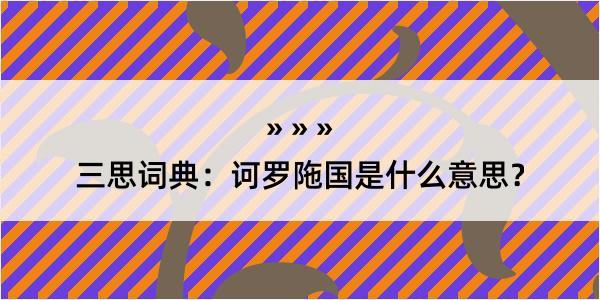 三思词典：诃罗陁国是什么意思？