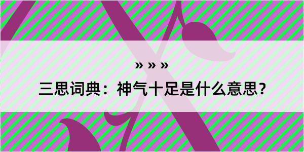 三思词典：神气十足是什么意思？