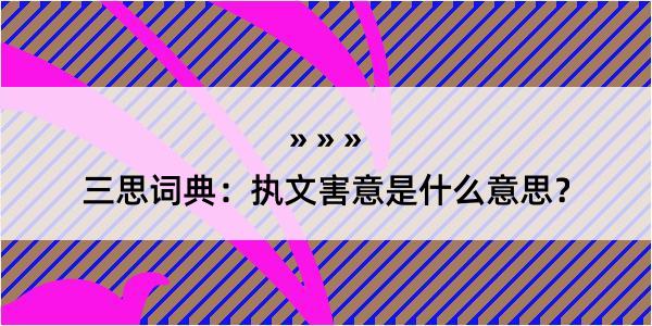 三思词典：执文害意是什么意思？