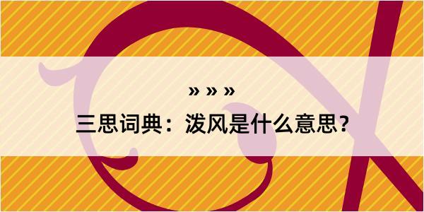 三思词典：泼风是什么意思？