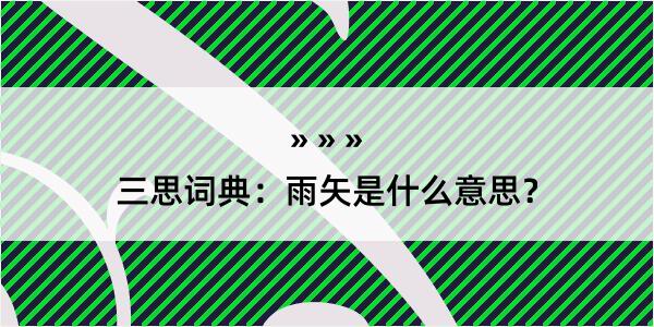 三思词典：雨矢是什么意思？