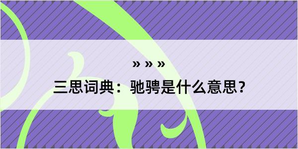 三思词典：驰骋是什么意思？