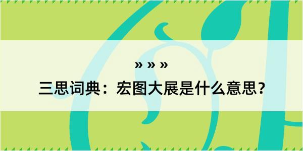 三思词典：宏图大展是什么意思？