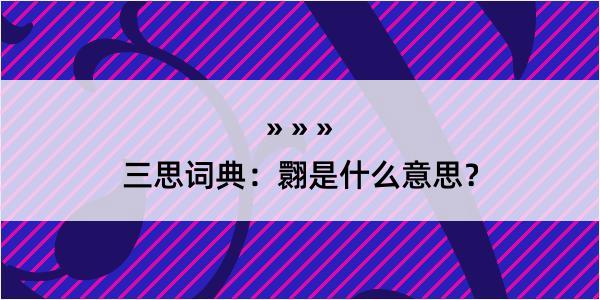 三思词典：翾是什么意思？