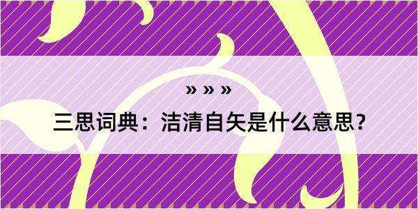 三思词典：洁清自矢是什么意思？