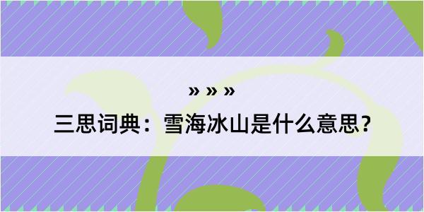 三思词典：雪海冰山是什么意思？