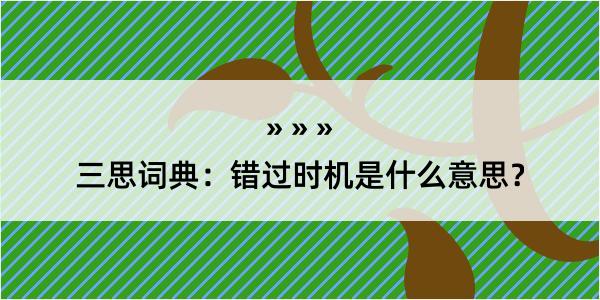 三思词典：错过时机是什么意思？