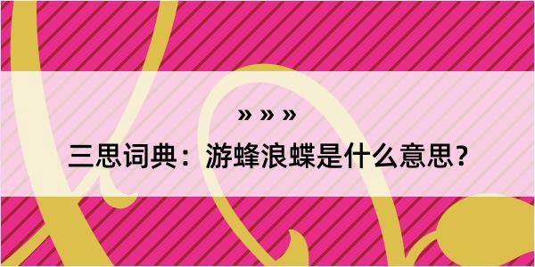 三思词典：游蜂浪蝶是什么意思？