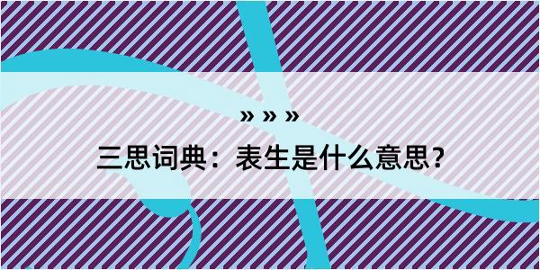 三思词典：表生是什么意思？