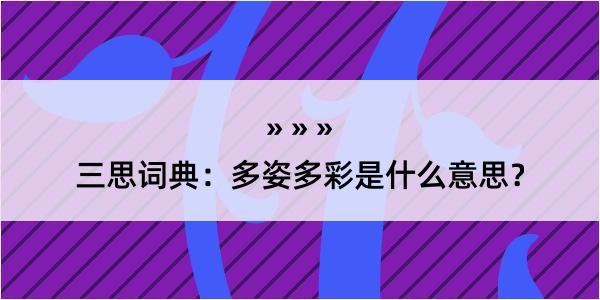 三思词典：多姿多彩是什么意思？