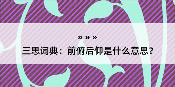 三思词典：前俯后仰是什么意思？