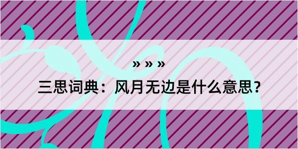 三思词典：风月无边是什么意思？