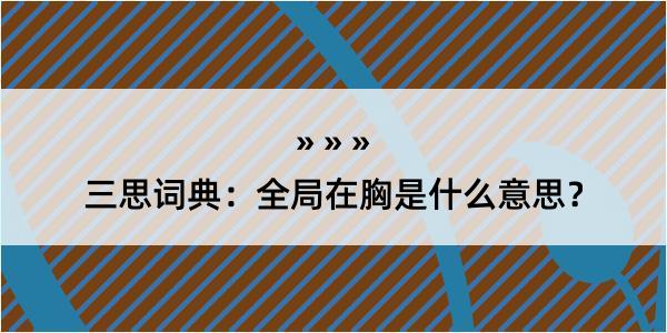 三思词典：全局在胸是什么意思？