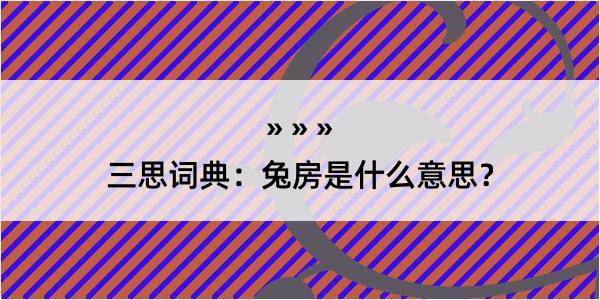 三思词典：兔房是什么意思？