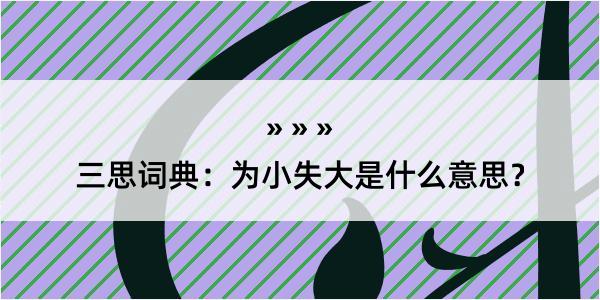 三思词典：为小失大是什么意思？