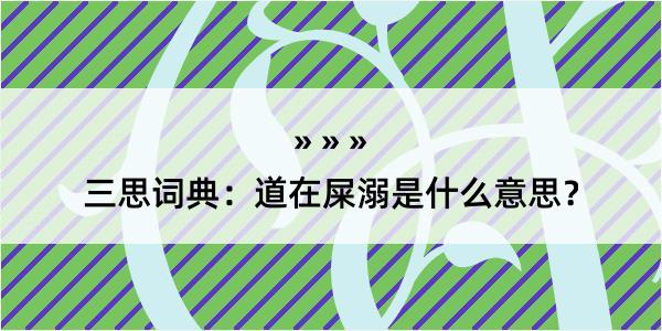 三思词典：道在屎溺是什么意思？