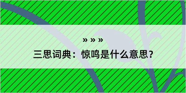 三思词典：惊鸣是什么意思？