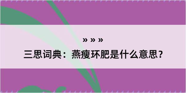 三思词典：燕瘦环肥是什么意思？