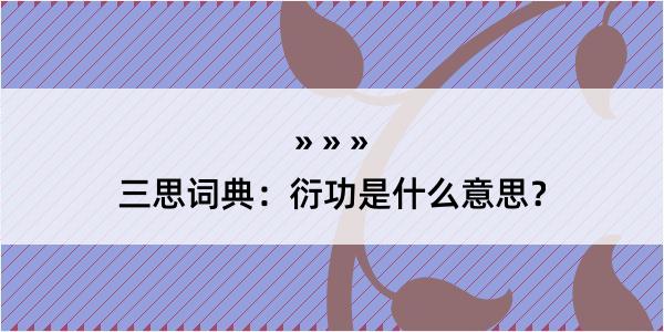 三思词典：衍功是什么意思？