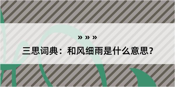 三思词典：和风细雨是什么意思？