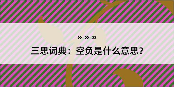 三思词典：空负是什么意思？