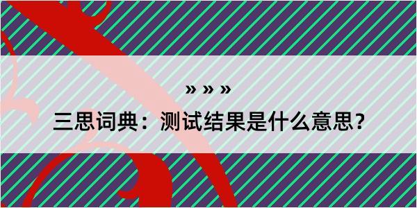 三思词典：测试结果是什么意思？