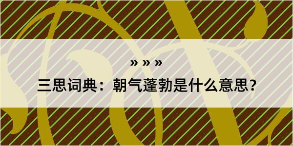 三思词典：朝气蓬勃是什么意思？